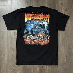 Y2K Harley Style Daytona Beach Biketoberfest Grunge Grim Reaper Shirt. Sz M